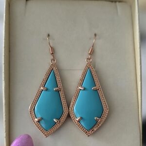 Turquoise and Rose Gold Drop Earrings